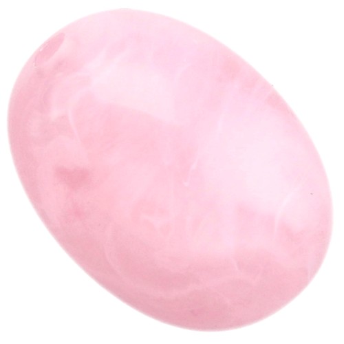 Perle olive 21x15 mm en résine translucide - Rose clair marbré x1