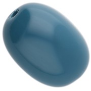 Perle olive 21x15 mm en résine opaque - Bleu paon x1