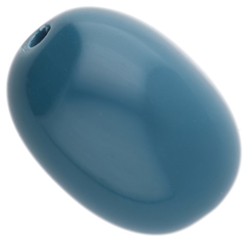 Perle olive 21x15 mm en résine opaque - Bleu paon x1