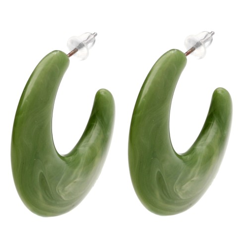 Créoles 35 mm en résine opaque - Kaki marbré x2