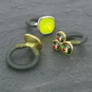 Attache bague porte cabochon 4470 12 mm pour cordon creux 4 mm rhodié