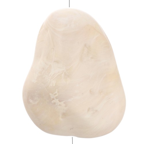 Perle plate irrégulière texturée 29x24 mm en résine opaque - Crème marbré x1