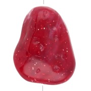 Perle plate irrégulière texturée 29x24 mm en résine - Marbré Rouge foncé pailleté