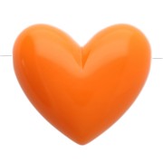 Perle coeur 15.5x18 mm en résine opaque - trou horizontal - Orange x1