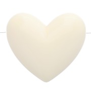 Perle coeur 15.5x18 mm en résine opaque - trou horizontal - Ecru x1