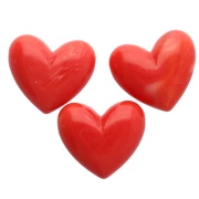 Perle coeur 15.5x18 mm résine opaque - trou horizontal - Grenadine marbré x1