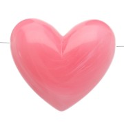 Perle coeur 15.5x18mm résine translucide - trou horizontal - Rose foncé marbré x1|raw }}