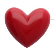 Perle coeur 15.5x18 mm en résine opaque - trou horizontal - Rouge carmin x1|raw }}