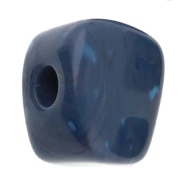 Perle cube irrégulier 15x13 mm en résine opaque - Marbré Bleu jean x1