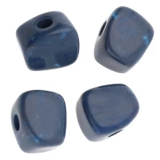 Perle cube irrégulier 15x13 mm en résine opaque - Marbré Bleu jean x1
