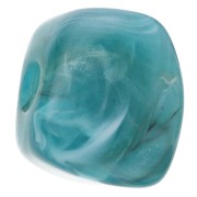 Perle cube irrégulier 15x13 mm en résine opaque - Marbré Bleu x1|raw }}