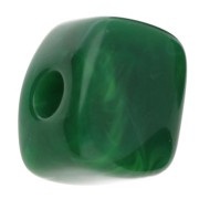 Perle cube irrégulier 15x13 mm en résine opaque - Marbré Vert sapin x1