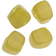 Perle cube irrégulier 15x13 mm en résine transparente - Tilleul x1