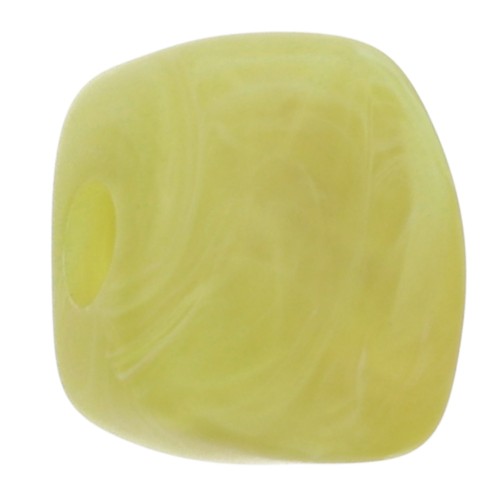 Perle cube irrégulier 15x13 mm en résine opaque - Marbré Tilleul mat x1