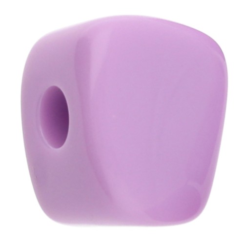 Perle cube irrégulier 15x13 mm en résine opaque - Lilas x1