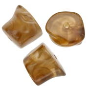 Perles irrégulières 16x20 mm en acrylique transparente - Marron clair marbré x4