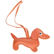 Pendentif chien teckel 14x8 cm pour bijou de sac - PU - Orange x1