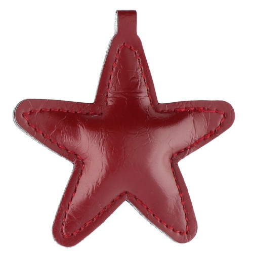 Pendentif étoile 68 mm pour bijou de sac - PU - Bordeaux x1