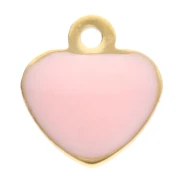 Rose clair - Breloques coeur 5.5x5 mm avec résine époxy - Acier inox 304 Doré - Rose clair x4 Breloques coeur 5.5x5 mm avec résine époxy - Acier inox 304 Doré - Rose clair x4