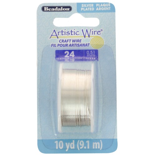 Fil de cuivre Artistic Wire 0.51 mm - Plaqué Argent anti-ternissement x9.1m