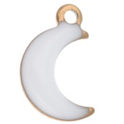 Breloque lune 9x5 mm avec résine époxy - Acier inox 304 Doré - Blanc x4|raw }}