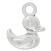 Breloque canard 15x12 mm - Placage argent fin vieilli x1