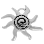 Breloque soleil 16x18 mm - Placage Argent fin vieilli x1|raw }}