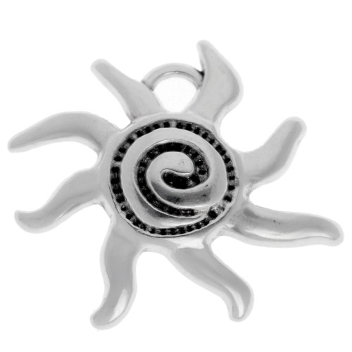 Breloque soleil 16x18 mm - Placage Argent fin vieilli x1