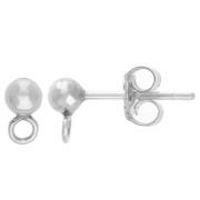Clous d'oreilles boule 3 mm avec anneau fermé perpendiculaire - Argent 925 x20|raw }}