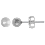 Clous d'oreilles boule 4 mm avec stoppeur - Argent 925 x2