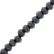 Perles rondelles facettées - rondes aplaties - 3.5x2.7 mm Jet Hematite x40cm
