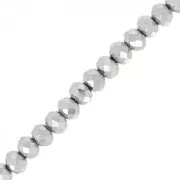 Perles rondelles facettées - rondes aplaties -3.5x3 mm Argenté x35cm