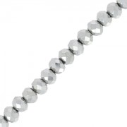 Perles rondelles facettées - rondes aplaties - 4.5x3.5 mm Argenté x38cm