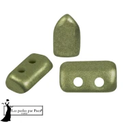 Perles en verre Piros® par Puca® 2x5 mm - Metal Shine Olivine x10g