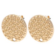 Clous d'oreilles rond texturé 15 mm - Doré x2|raw }}