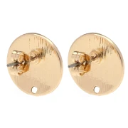 Clous d'oreilles rond texturé 15 mm - Doré x2