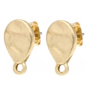 Clous d'oreilles goutte martelé 12x7 mm - Doré vintage x2|raw }}