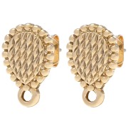 Clous d'oreilles goutte texturé 14x9 mm - Doré x2|raw }}