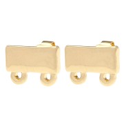 Clous d'oreilles rectangle 7.5x11 mm 2 anneaux - Doré x2|raw }}