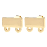 Clous d'oreilles rectangle 7.5x11 mm 2 anneaux - Doré x2