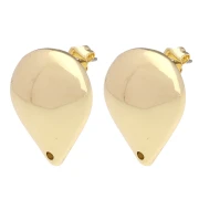 Clous d'oreilles goutte bombée 20.5x19 mm - Doré x2