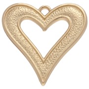 Pendentif coeur texturé ajouré 30x28 mm - Doré x1