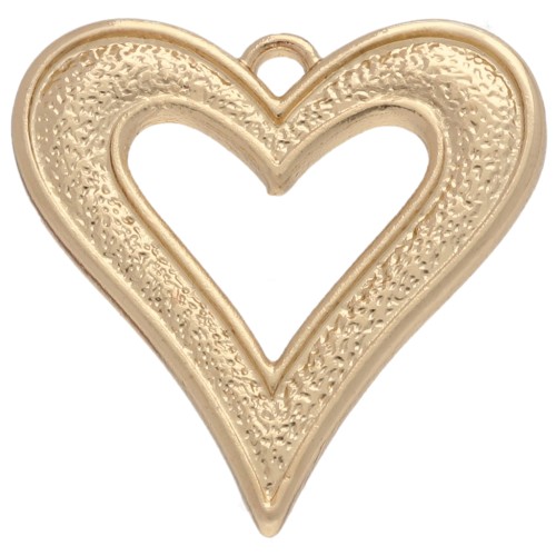 Pendentif coeur texturé ajouré 30x28 mm - Doré x1