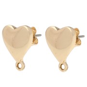 Clous d'oreilles coeur 14x11 mm avec anneau fermé - Doré x2