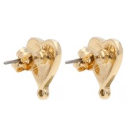 Clous d'oreilles coeur 14x11 mm avec anneau fermé - Doré x2