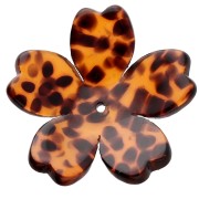 Pendentif fleur 25 mm en acétate - Terrazzo Marron - Noir x1