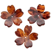 Pendentif fleur 25 mm en acétate - Marbré Marron foncé x1