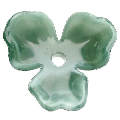 Pendentif fleur 23.5 mm en acétate - Marbré Vert sapin x1