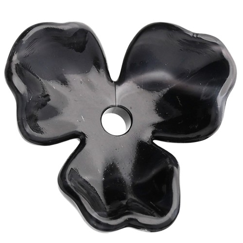 Pendentif fleur 23.5 mm en acétate - Marbré Noir x1