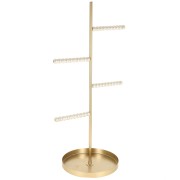 Porte bijoux - présentoir à bracelets et colliers 35x17 cm avec perles ABS - Blanc|raw }}